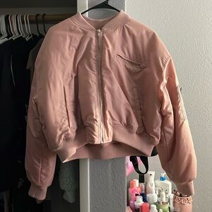 Forever21 pink cropped bomber jacket